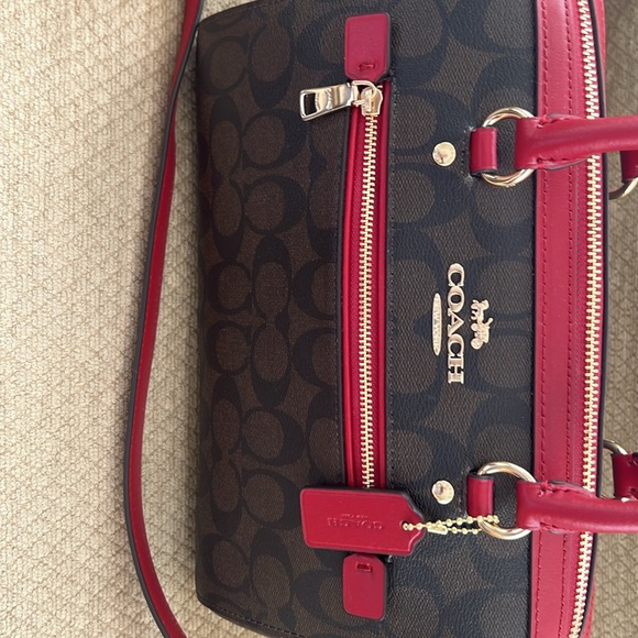 Coach Rowan Brown and Red Satchel New - Picture 2 of 11